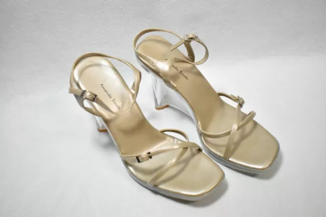Amanda Smith Shoes Wedge Heels Gold & Clear Size 9.5 Women's Amanda Smith Shoes Wedge Heels Gold & Clear Size 9.5 Women's