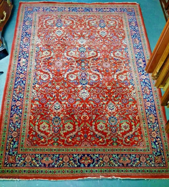 Tapis Persan. Laine Noue Main. Inscription S.y.c.e. No. 1439. Moyen-Orient. Xxe