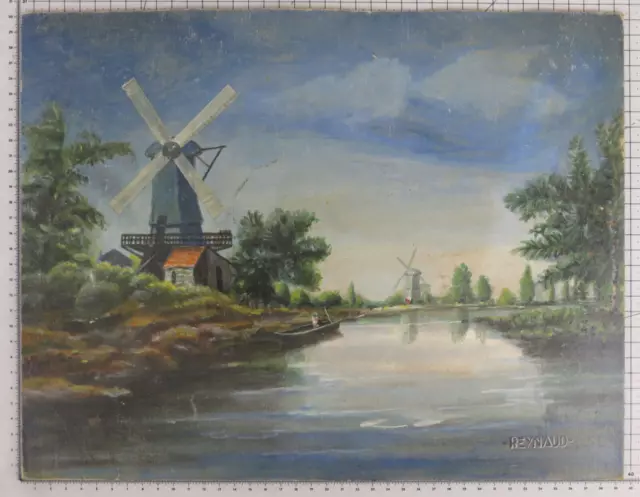 Viejo Pintado Óleo En Mesa Paisaje De Salomon Van Ruysdael Cuadro Bsn
