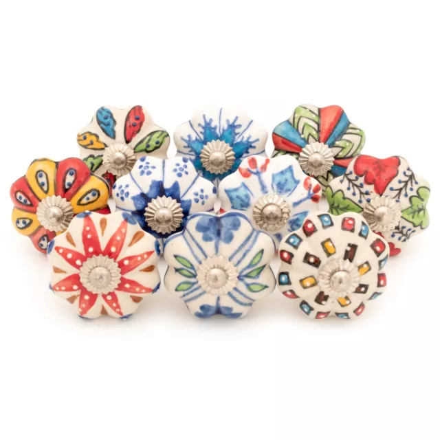 ⭐ 10 x Pumpkin Multicoloured Ceramic Knobs Door Handle Cabinet Drawer Cupboard