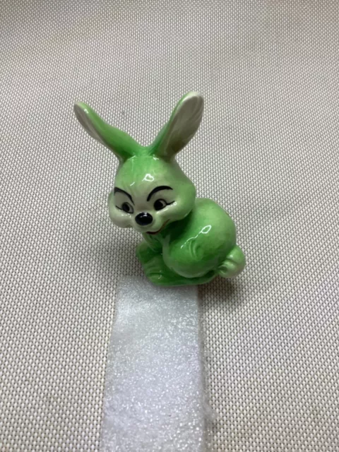 Vintage Goebel W Germany Smiling Green Bunny Rabbit Figurine