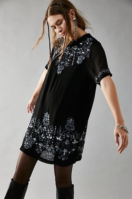 Free People Bali Twilight Dress Sequin Black Size S