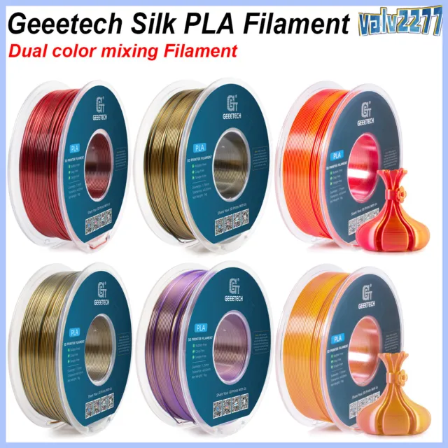Geeetech Silk PLA Filament 1,75mm 1kg 2-Mehrfarbig für 3D Drucker Mehrfarbig DE