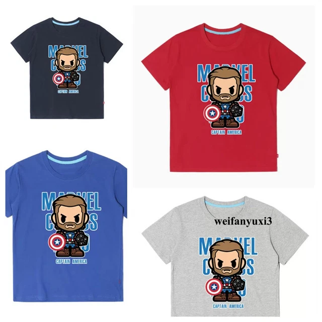 Captain America Men's Summer Cotton T-Shirt Printed Short Sleeves Tops Costume