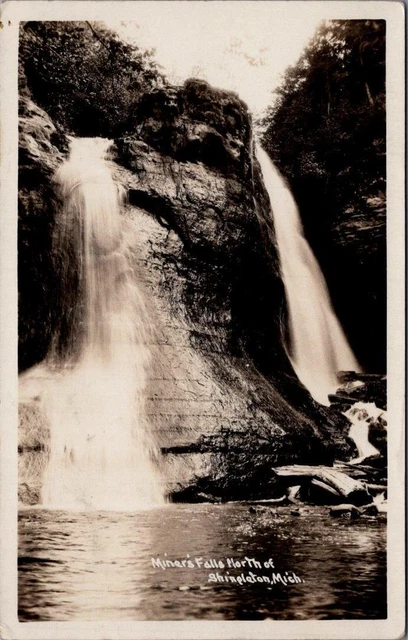 1932, Miner's Falls North of SHINGLETON, Michigan Real Photo Postcard