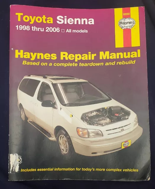 TOYOTA SIENNA 1998 THRU 2006 - Haynes Repair Manual - paperback good