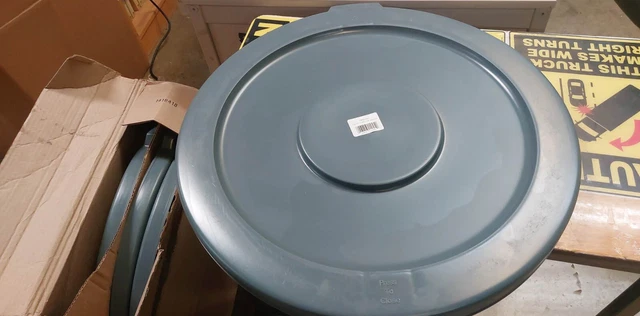 (4 Pack) Boardwalk 1868184 Waste Receptacle Lids Round Gray Plastic 44 gal.