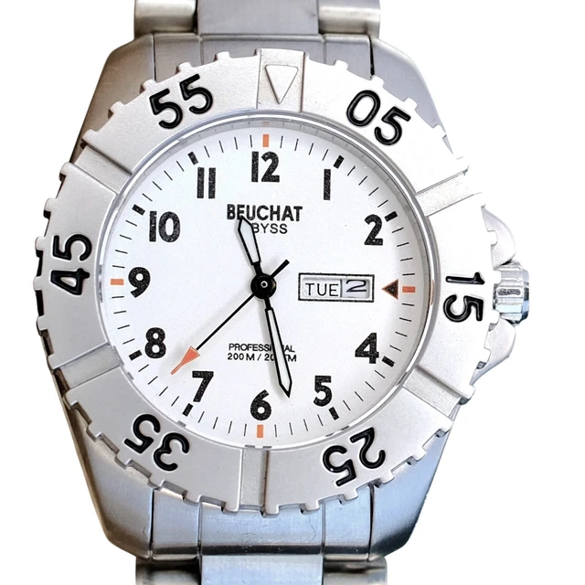 Montre De Plongée Vintage Beuchat 200m Activ 200 - Acier, Quartz, étanche 200m