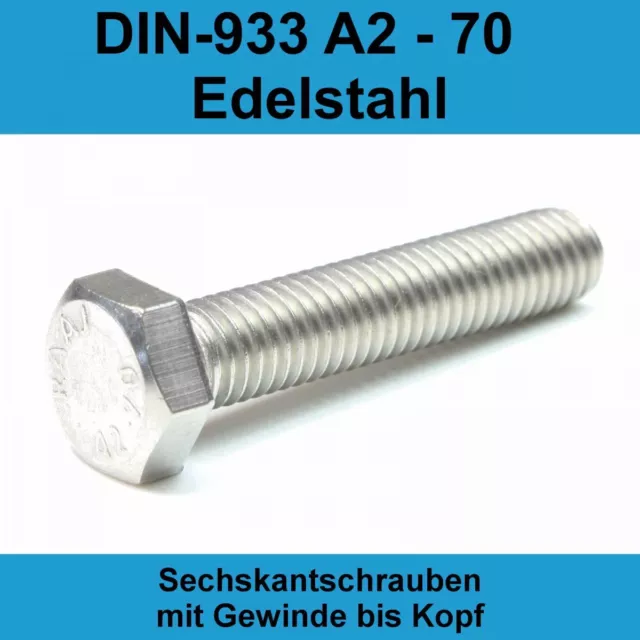 M5 Sechskantschrauben Edelstahl DIN 933 A2 V2A Maschinen Gewinde Voll 4017 M5x