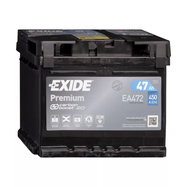 Exide Premium CARBON BOOST 2.0 EA472 12V 47Ah Starterbatterie 36Ah 40Ah 44Ah