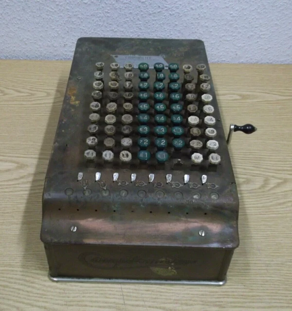 Antico Comptometer Calcolatrice Felt + Tarrant 1887 USA Chikago IN Ottone