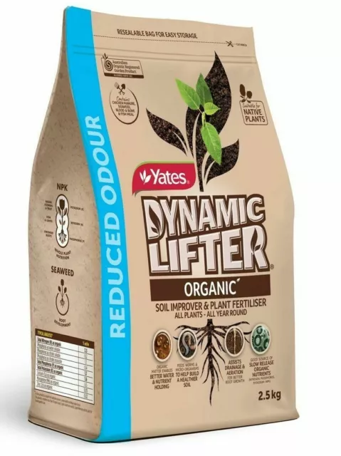 Yates Reduced Odour Dynamic Lifter Organic Plant Food Fertiliser 2Kg, Aust Brand