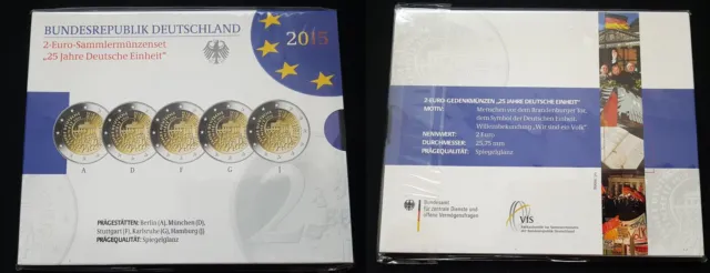 Deutschland 2 Euro ADFGJ 2015 Offizieller Blister mit 2 Euro 25 Jahre Deut 82021