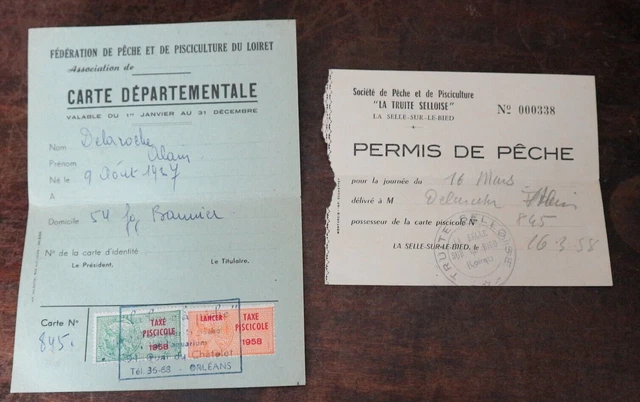2~~PERMIS DE PÊCHE RÉSIDENT OHIO, 1941 #424705 & 1942 #429901 dans