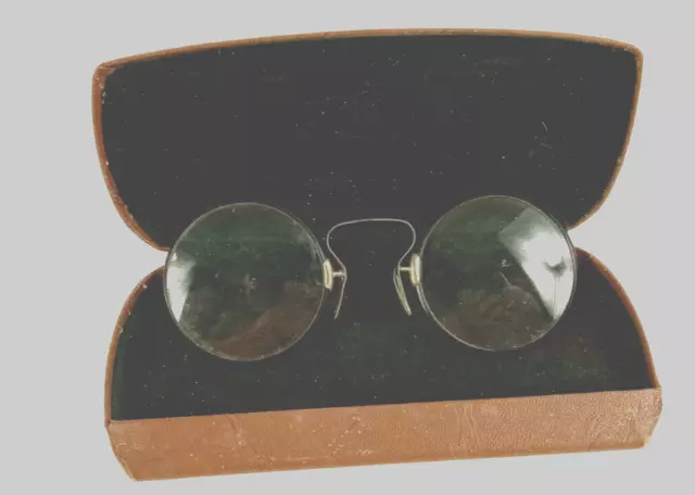 EYEGLASSES OVAL Pince Nez ARISTOCRAT Glasses 1/10 - 12K GOLD FILLED w/ case   f2