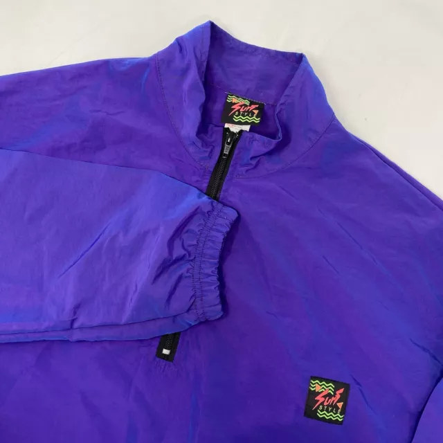 Surf Style Men's Med Iridecent Purple Quarter Zip Pullover Windbreaker Jacket