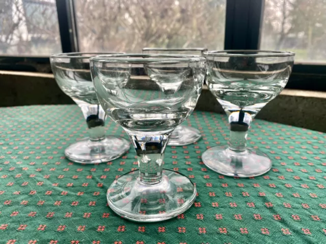 4 Coupes Champagne Bistrot anciennes -4 Ancient French Bistrot Champagne glasses