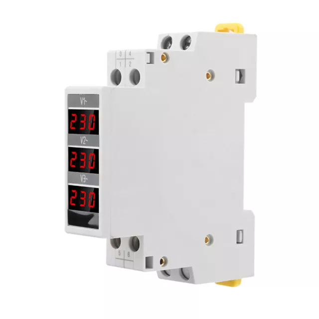 3 Phase Modular Voltage Meter AC 80-500V DIN Rail Mount Digital Voltmeter