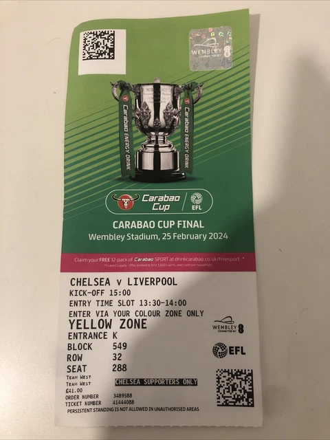 CHELSEA V LIVERPOOL Carabao cup final 2024 Ticket 4.63 PicClick