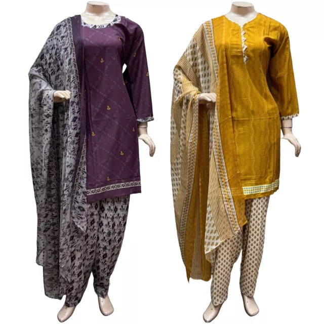 Indian Pakistani Women's Printed Crepe Suit Dress Stitched Salwar Kameez Shalwar