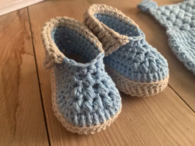 Conjunto Azul Bebe Body Patucos Primera Puesta Nuevo Crochet Recién Nacido 3