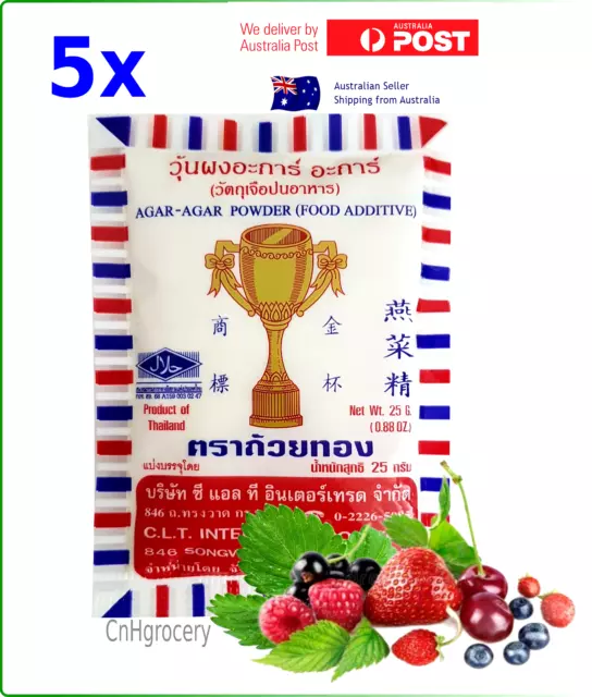 5 x Thai Agar Agar Powder Gold Cup 25g - BB: 07/2025