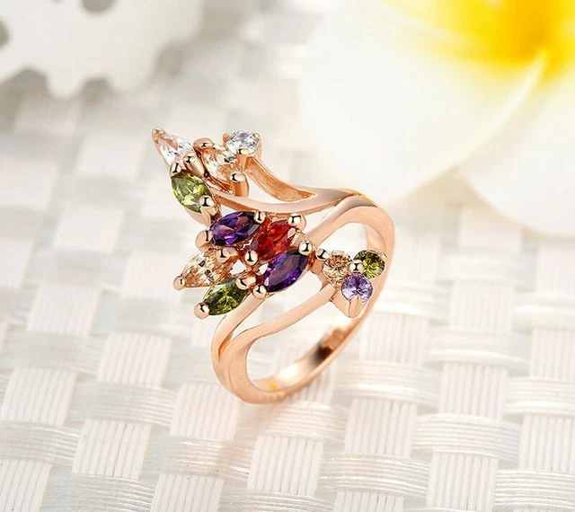 Bague Argent 4g TOP Avec Améthyste, Grenat, Citrine, Péridot – Tailles 49 à 57, Style Griffes