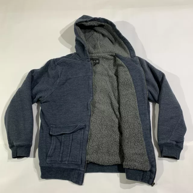 Oneill Jacket Mens Large Blue Zip Fleece Sherpa Lined Hoodie Bomber Heavy Thick
