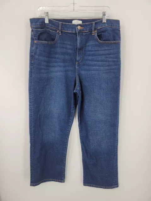 Ann Taylor Loft Jeans Womens 14 Straight Leg Dark Wash Blue Denim Pants