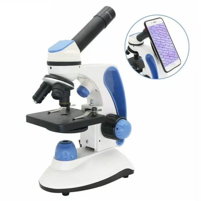 40X-2000X Biological Microscope LED Monocular Microscope with Smartphone Bracket