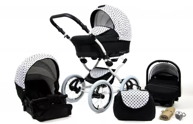 Lux4Kids cochecito retro 3 en 1 juego completo con silla de coche silla de paseo