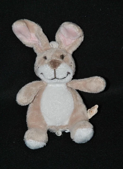 Doudou Lapin Oscarine NOUKIES NOUKIE'S NOUKY Blanc Beige Rose 12/17 Cm TTBE