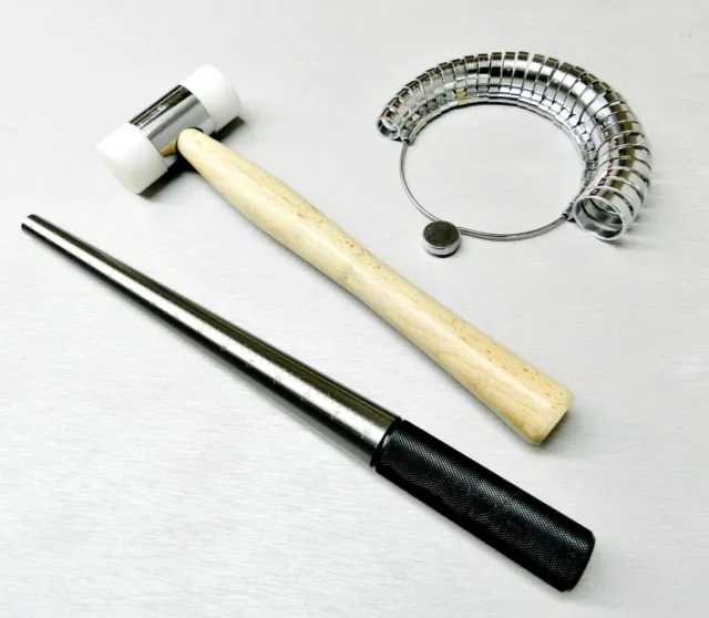 Stahlring Dorn Nylon Hammer Fingergröße Messgerät Breitband Schmuck Werkzeug Set