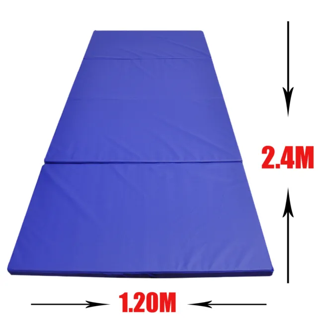 Large 240cm x 120cm x 5cm Gymnastics Folding Gym Exercise Yoga Mat - Blue