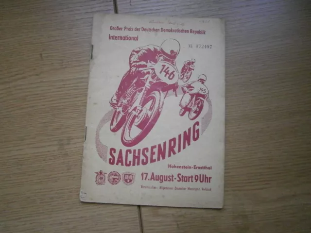 Rennprogramm vom Sachsenring Rennen 1958, Motorräder + Sportwagen, Original, DDR