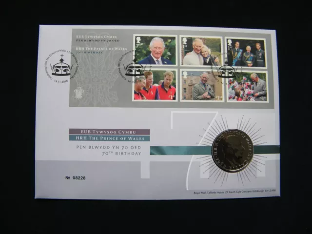 2018 Prince of Wales 70th Birthday £5 Five Pounds coin cover. 33
