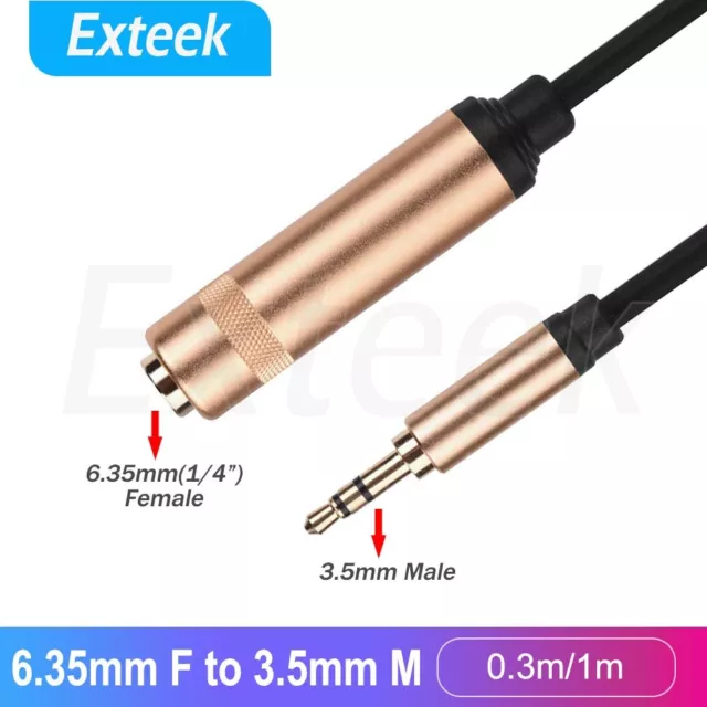 6.35mm 1/4 Inch Female Socket to 3.5mm Male Plug Jack Stereo Audio cable Adaptor