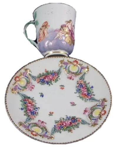 Antique 19thC Richard Ginori Porcelain Cup & Saucer Porzellan Doccia Tasse Italy