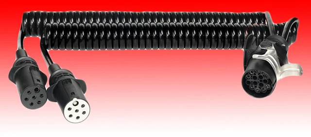 Kmparts LKW Kabel 24V LKW Elektro Wendel Anhänger Kabel 7-polig 24 Volt – Für Auflieger Und Anhänger Kabel Für Anhängerbeleuchtung