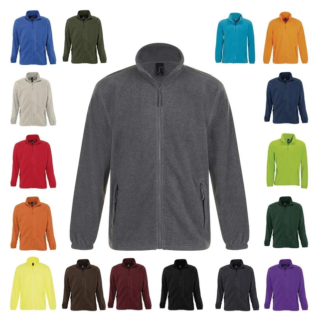 Mens Polar Fleece Full Zip Fitted Jacket Anti Pill Outdoor Work Hiking Warm SOLS