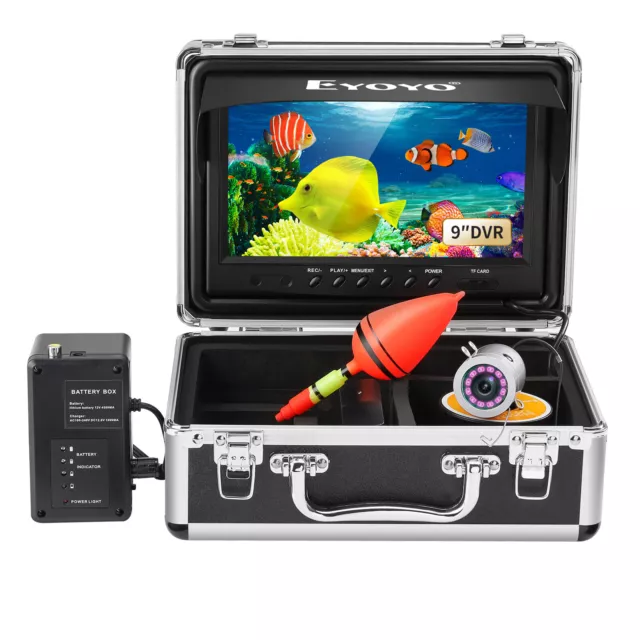 Eyoyo 9in 30M Underwater Fishing Camera 8GB Video Recording IR Light Fish Finder