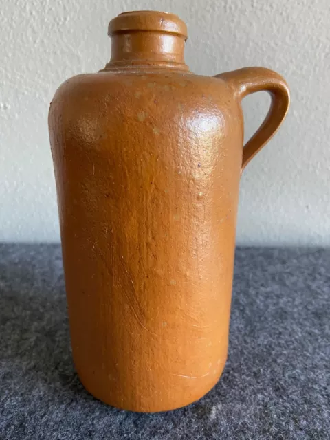 Alte, braune Keramikvase mit Griff, ca 1970er Jahre, Vintage, nicht markiert