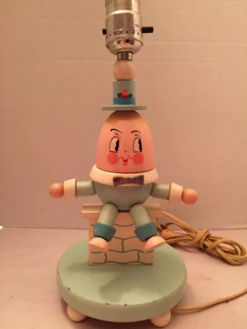 Vintage Underwriters Wooden Humpty Dumpty Nursery Child's Lamp 12” Lamp