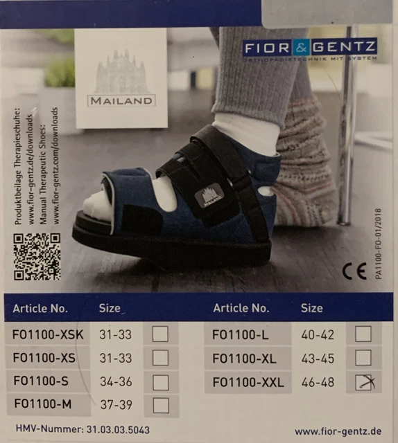 Fior & Gentz Vorfußentlastungsschuh Mailand Gr. XXL 46-48 blau links & rechts