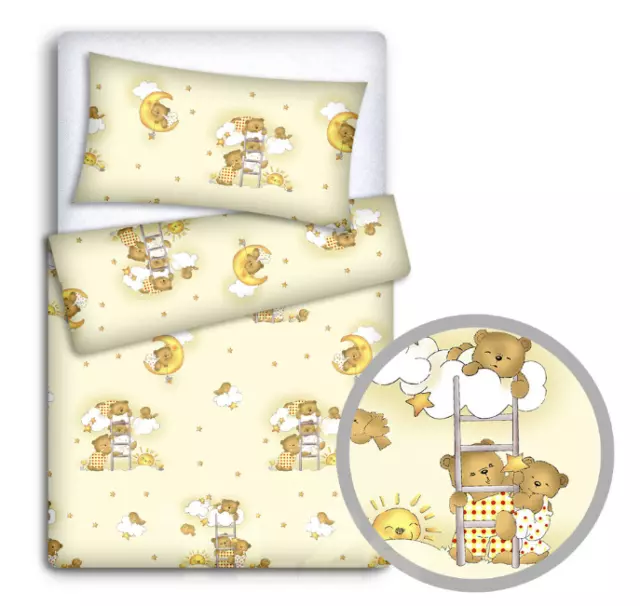 BABY BEDDING SET 120x90 PILLOWCASE DUVET COVER 2PC FIT COT 120x60 LADDER CREAM