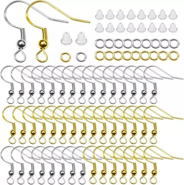 TOAOB 300 Stück Ohrring Haken 925 Ohrringe Selber Machen Set Hypoallergene Silbe