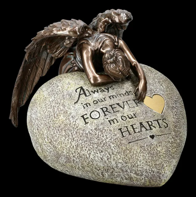 Tier Urne - Bronzierter Engel mit Herz | Begräbnis Engelfigur 2