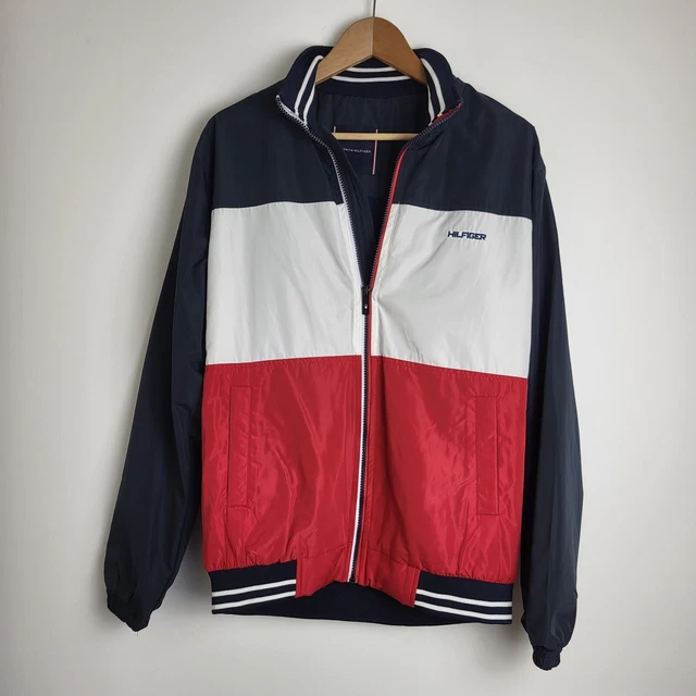 Giacca a vento Tommy Hilfiger da uomo color-blocco vela rosso navy bianco taglia L