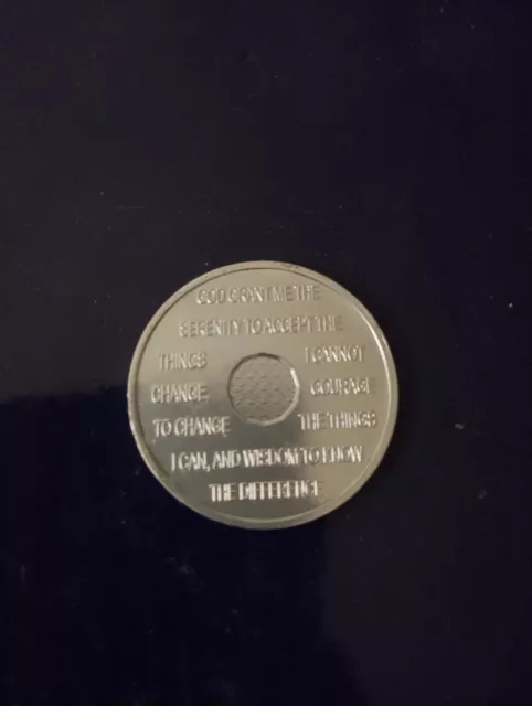 AA 24 HOURS sobriety chip coin token medallion. Sobriety Prayer. Silver ...