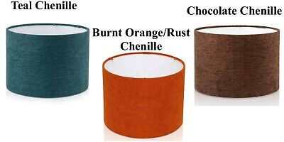 Handmade Teal / Burnt Orange / Chocolate Fine Chenille Style Drum Lampshade